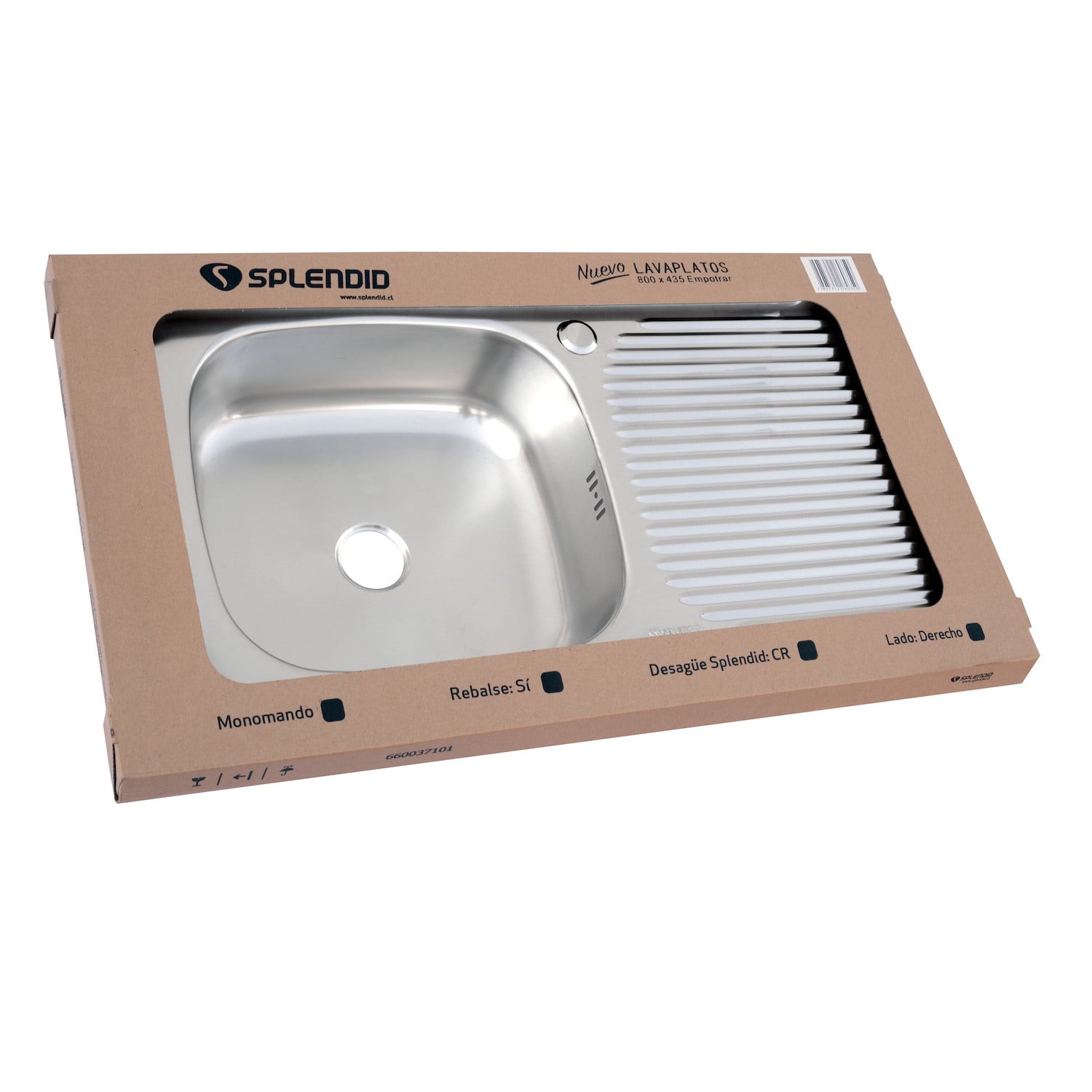 LAVAPLATOS EMPOTRADO 800X435 C/ REBALSE MONOBLOCK DERECHO - 4