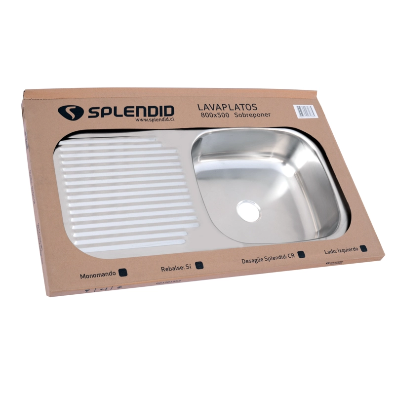 LAVAPLATOS SOBREPONER 800X500 IZQUIERDO MONOMANDO SPLENDID - 4