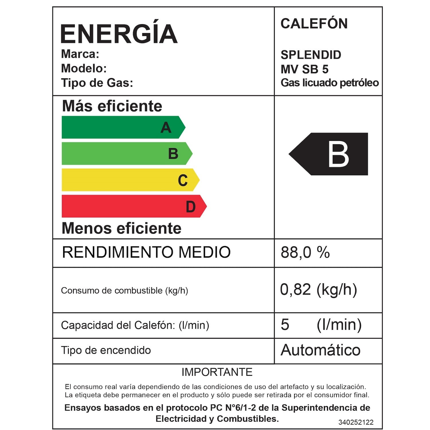 PACK CALEFONT 5L TIRO NATURAL GAS LICUADO + GABINETE - 5