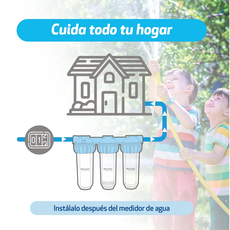 FILTRO TRIPLE DE AGUA ANTISARRO SEDIMENTOS, CLORO SPLENDID - 2