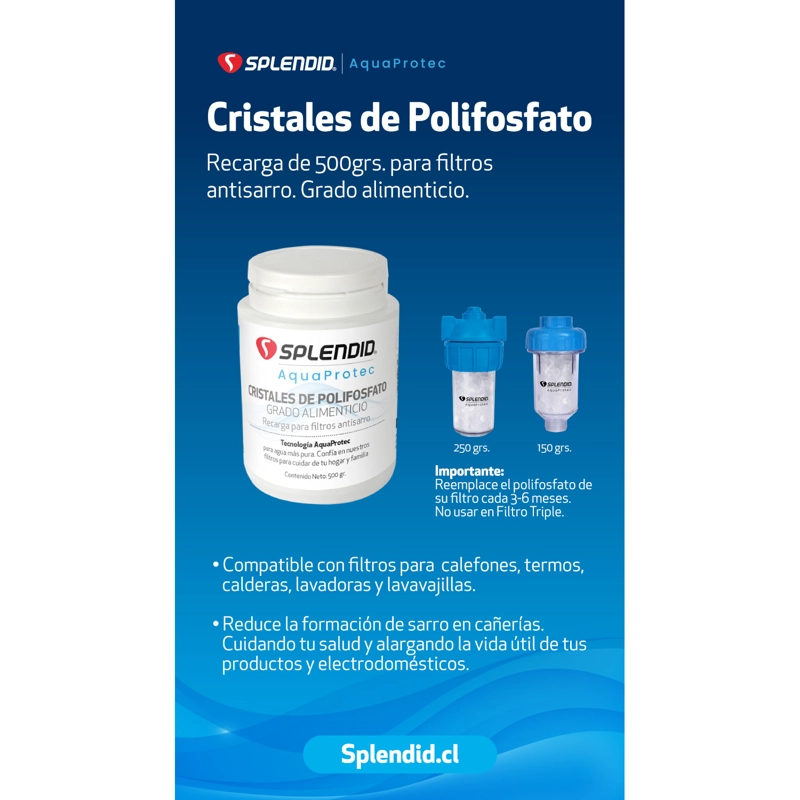 RECARGA POLIFOSFATO 500 G PARA FILTRO ANTISARRO SPLENDID - 4