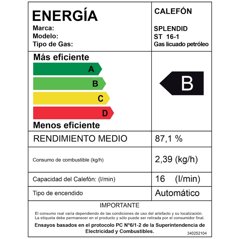 PACK CALEFONT 16L TIRO NATURAL GAS LICUADO + GABINETE - 6