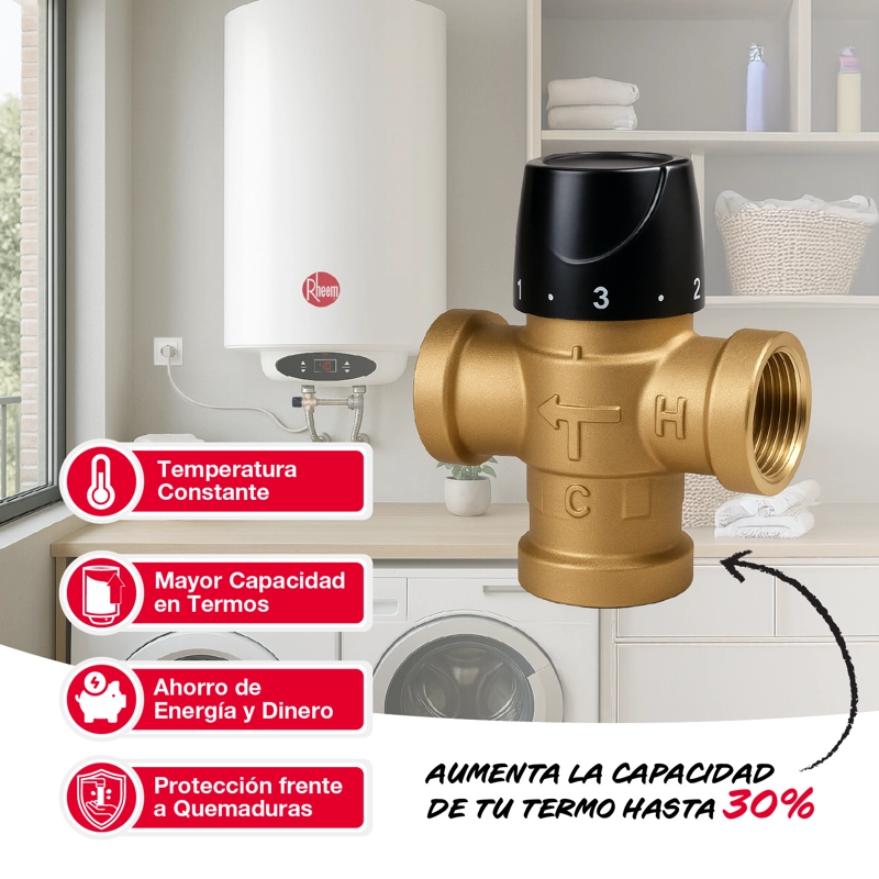 VALVULA MEZCLADORA TERMOSTATICA ESBE DE 1/2 PARA TERMOS - 4