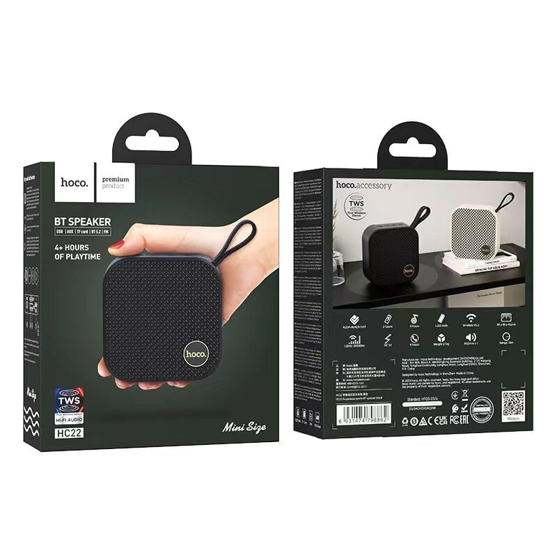 PARLANTE BLUETOOTH HOCO HC22 AUSPICIOUS SPORT FM AUX NEGRO - 2