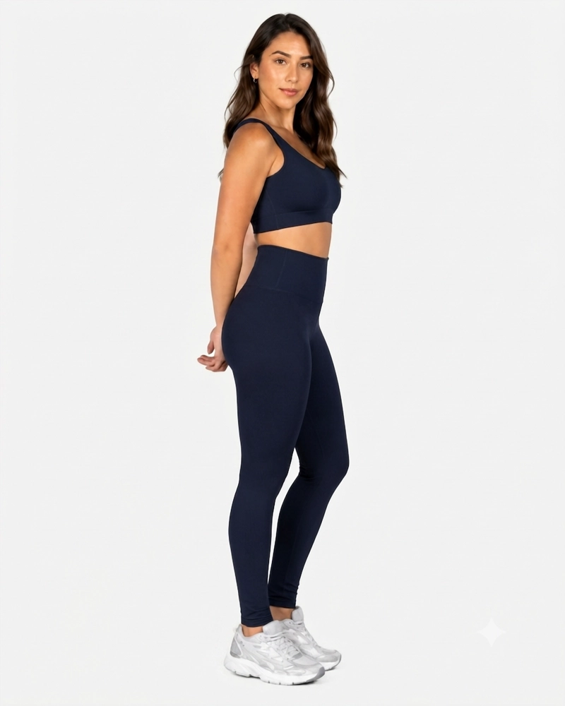 ROPA DEPORTIVA CONJUNTO MUJER LEGGINGS AZUL OSCURO PILATES YOGA GYM - 2