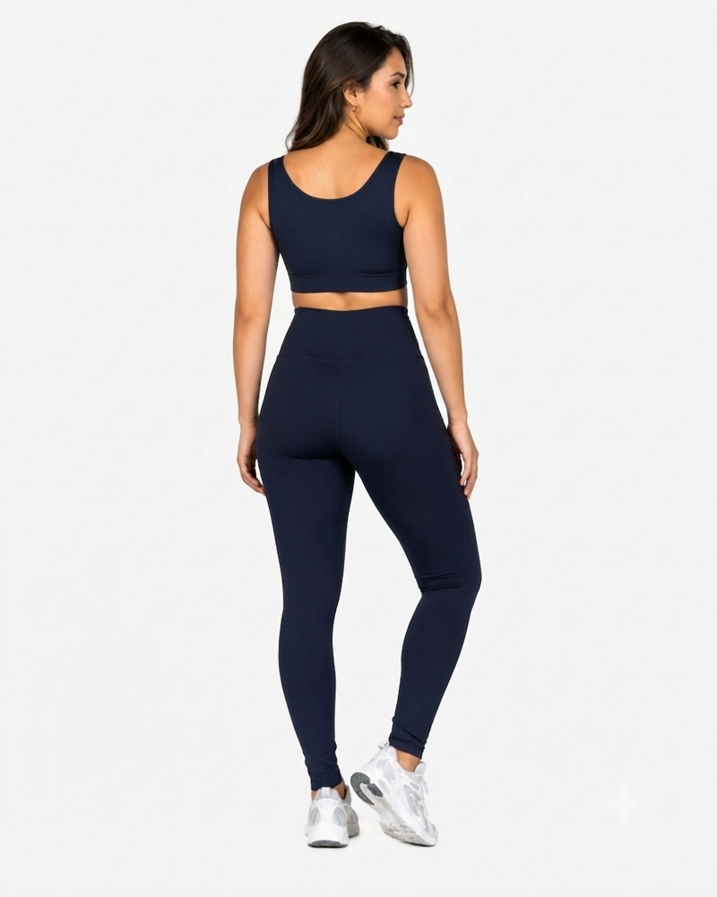ROPA DEPORTIVA CONJUNTO MUJER LEGGINGS AZUL OSCURO PILATES YOGA GYM - 3