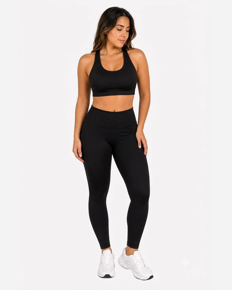 ROPA DEPORTIVA CONJUNTO MUJER SLIM NEGRO PILATES YOGA GYM - 1