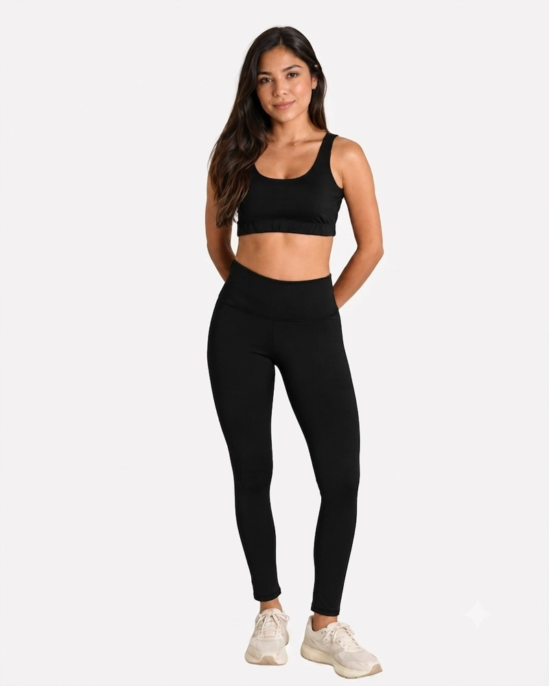 ROPA DEPORTIVA CONJUNTO MUJER LEGGINGS NEGRO PILATES YOGA GYM - 1