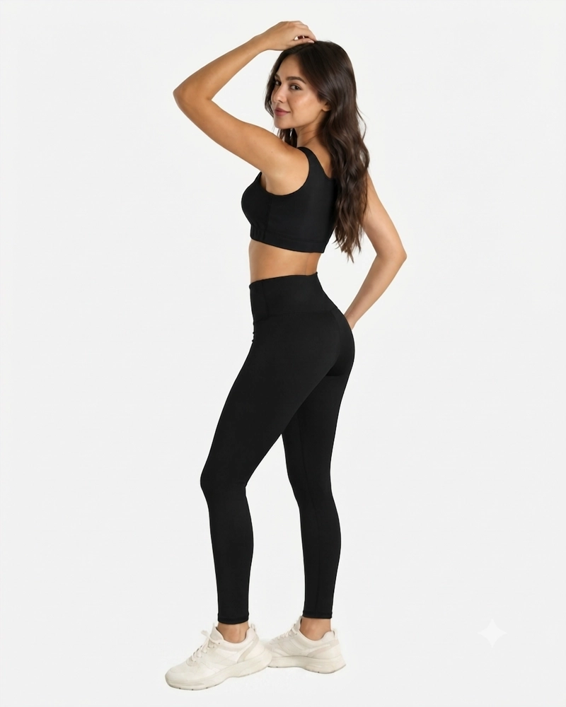 ROPA DEPORTIVA CONJUNTO MUJER LEGGINGS NEGRO PILATES YOGA GYM - 2