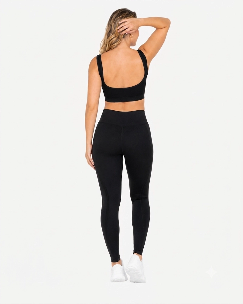ROPA DEPORTIVA CONJUNTO MUJER SEAMLESS NEGRO PILATES YOGA GYM - 3