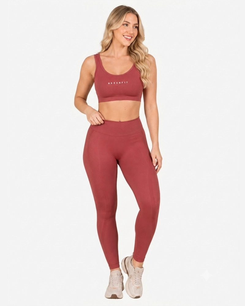 ROPA DEPORTIVA CONJUNTO MUJER SEAMLESS ROSA VIEJO PILATES YOGA GYM - 1