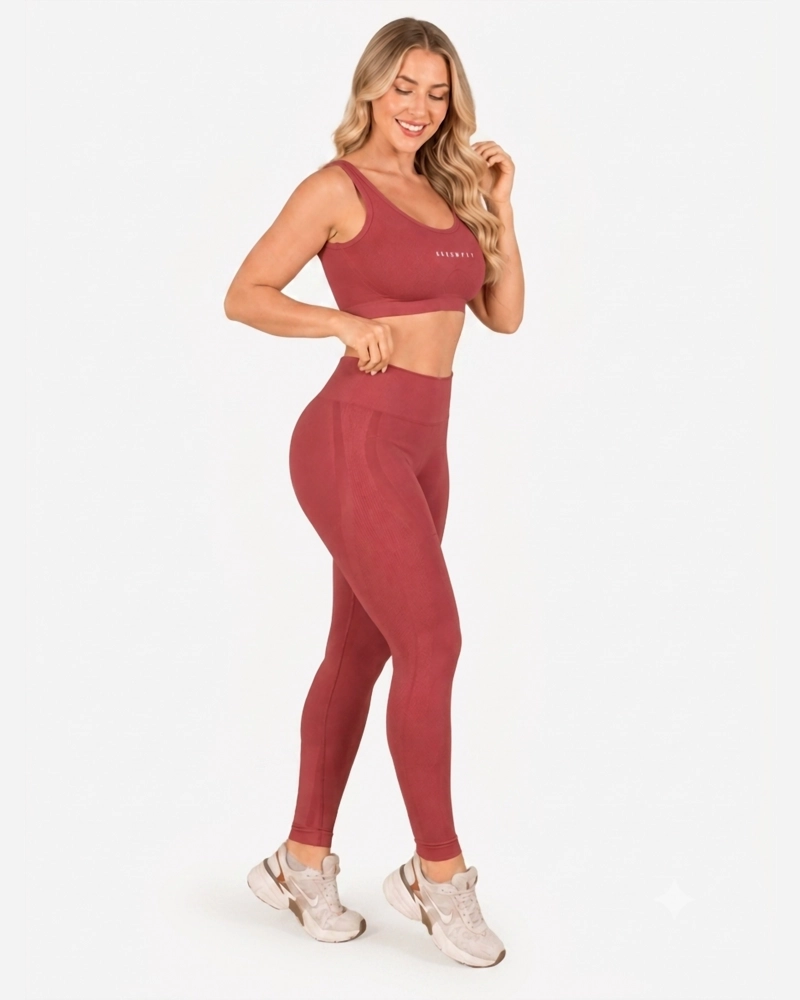 ROPA DEPORTIVA CONJUNTO MUJER SEAMLESS ROSA VIEJO PILATES YOGA GYM - 2