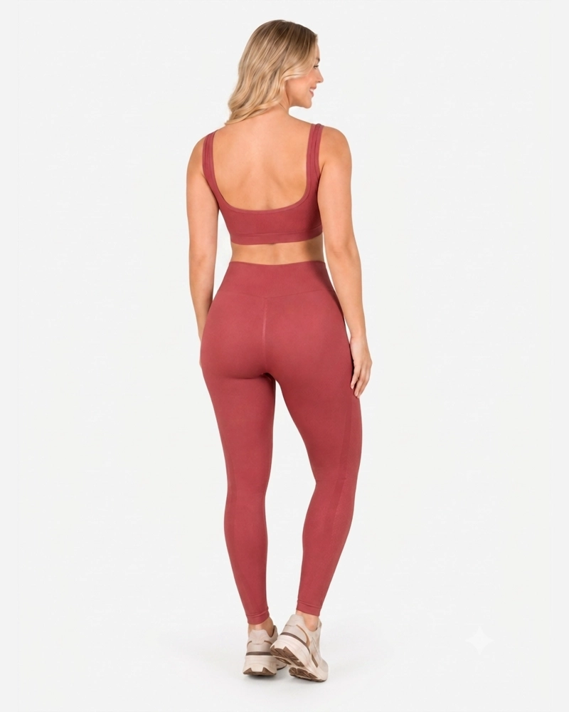 ROPA DEPORTIVA CONJUNTO MUJER SEAMLESS ROSA VIEJO PILATES YOGA GYM - 3