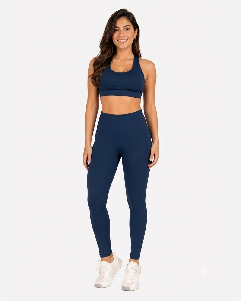 ROPA DEPORTIVA CONJUNTO MUJER SLIM AZUL PETROLEO PILATES YOGA GYM - 1