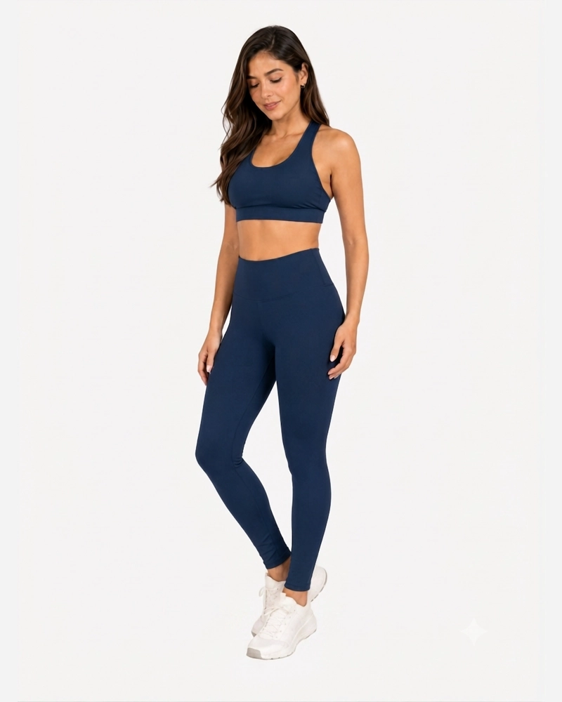 ROPA DEPORTIVA CONJUNTO MUJER SLIM AZUL PETROLEO PILATES YOGA GYM - 2