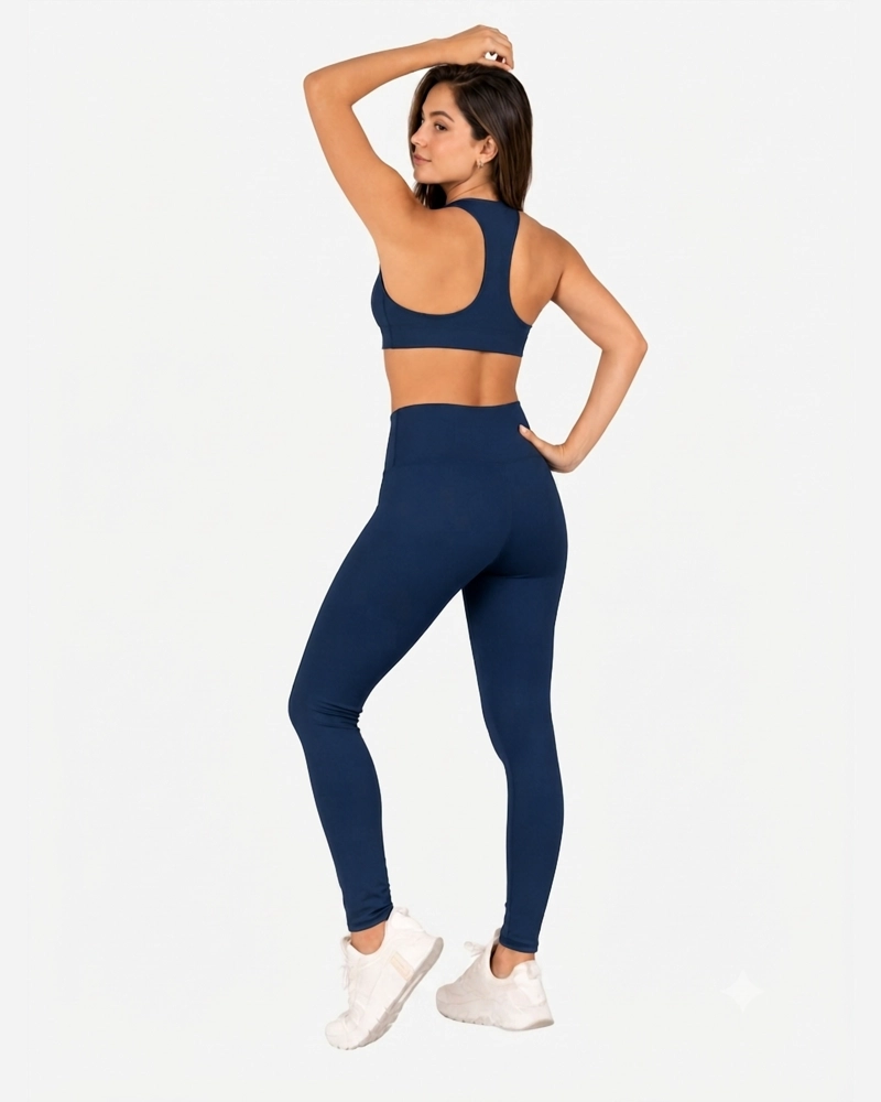 ROPA DEPORTIVA CONJUNTO MUJER SLIM AZUL PETROLEO PILATES YOGA GYM - 3