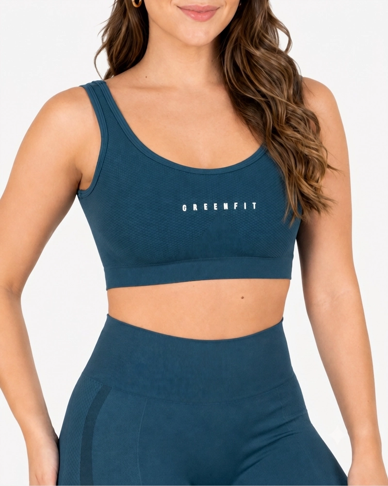 ROPA DEPORTIVA CONJUNTO MUJER SEAMLESS AZUL GRISACEO PILATES YOGA GYM - 5