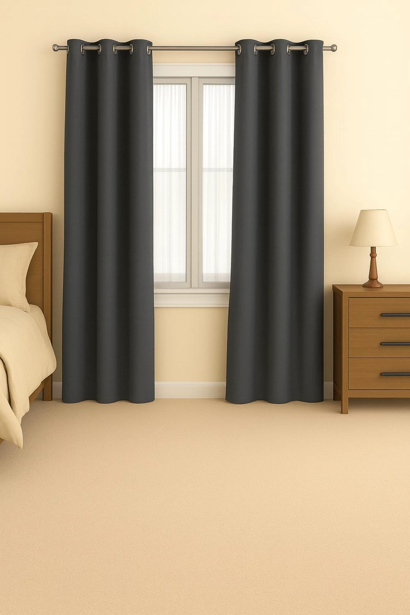 CORTINA BLACKOUT 100% ENGOMADA TERMICA TELA LIGERA 140X225 - MICROFIBRA PREMIUM - 2 PAÑOS GRIS OSCUR - 1