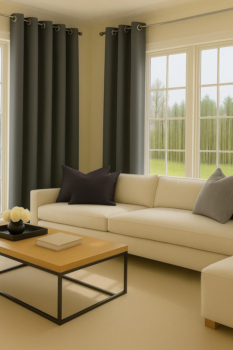 CORTINA BLACKOUT 100% ENGOMADA TERMICA TELA LIGERA 140X225 - MICROFIBRA PREMIUM - 2 PAÑOS GRIS OSCUR - 3