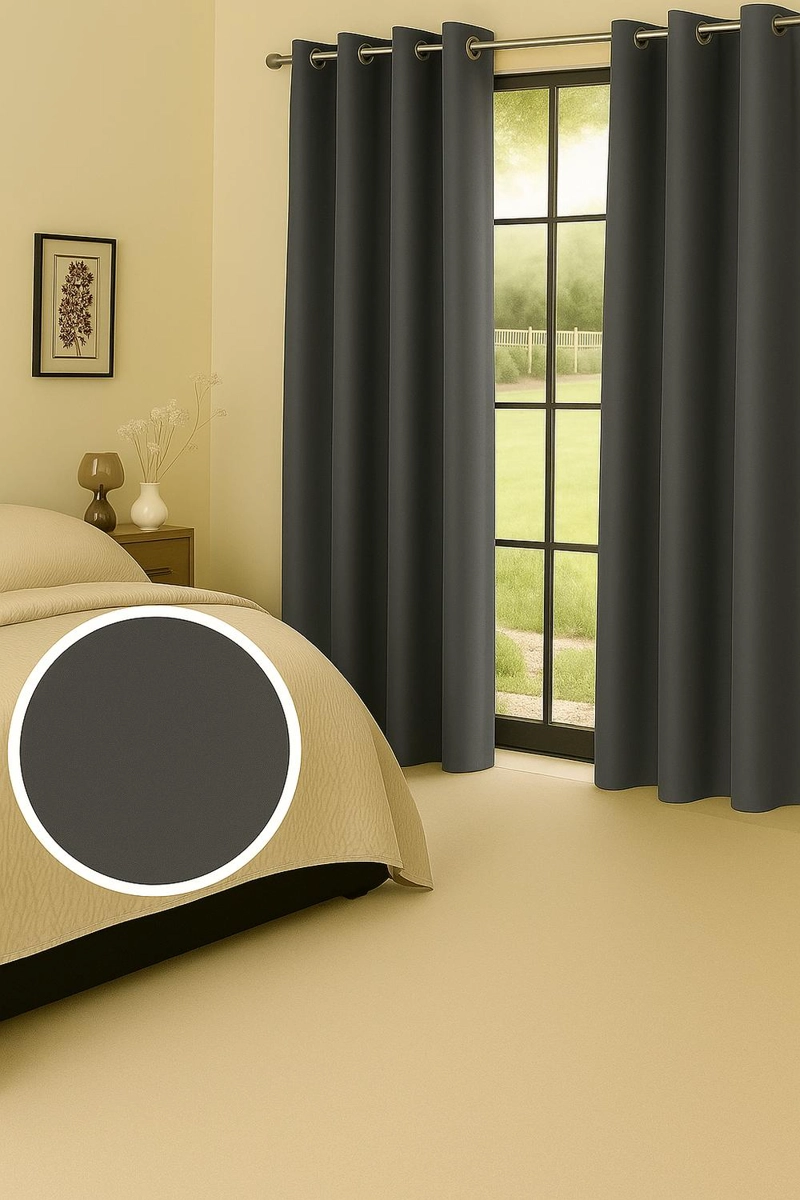CORTINA BLACKOUT 100% ENGOMADA TERMICA TELA LIGERA 140X225 - MICROFIBRA PREMIUM - 2 PAÑOS GRIS OSCUR - 4