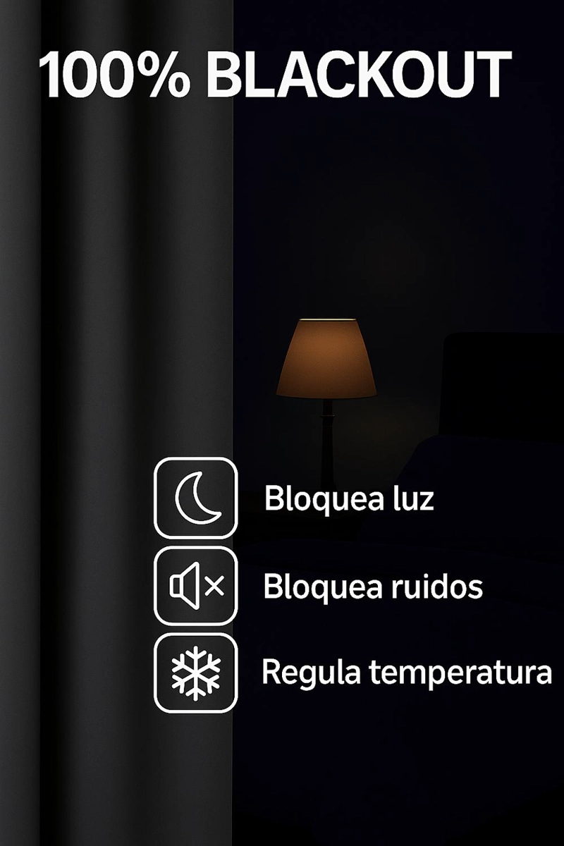 CORTINA BLACKOUT 100% ENGOMADA TERMICA TELA LIGERA 140X225 - MICROFIBRA PREMIUM - 2 PAÑOS GRIS OSCUR - 6
