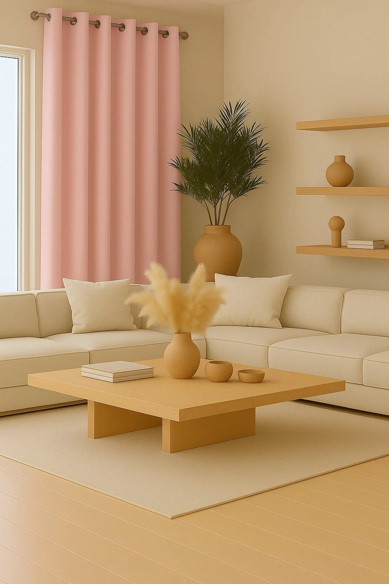 CORTINA BLACKOUT 100% ENGOMADA TERMICA TELA LIGERA 140X225 - MICROFIBRA PREMIUM - 2 PAÑOS ROSA - 2