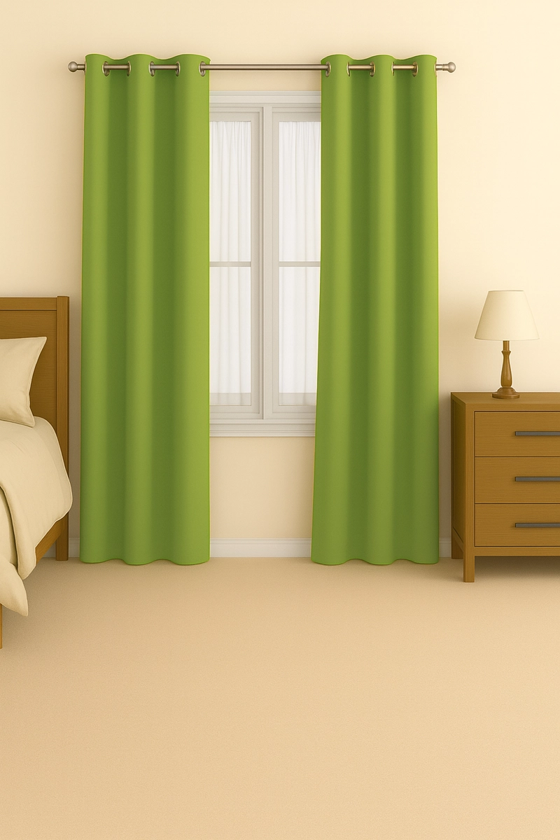 CORTINA BLACKOUT 100% ENGOMADA TERMICA TELA LIGERA 140X225 - MICROFIBRA PREMIUM - 2 PAÑOS VERDE - 1