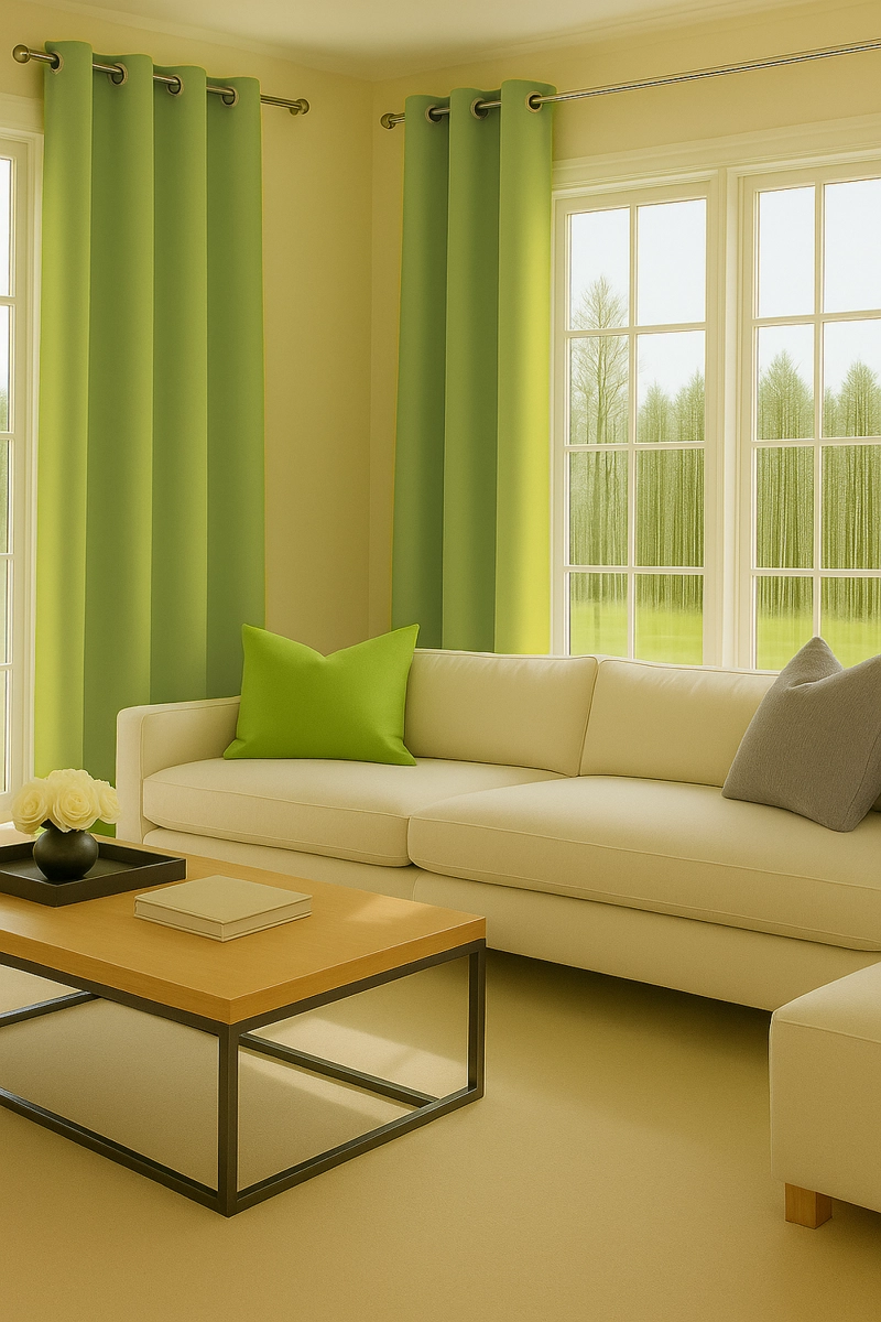 CORTINA BLACKOUT 100% ENGOMADA TERMICA TELA LIGERA 140X225 - MICROFIBRA PREMIUM - 2 PAÑOS VERDE - 4