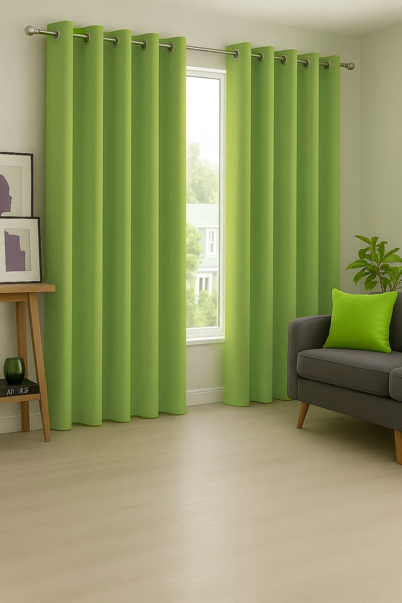 CORTINA BLACKOUT 100% ENGOMADA TERMICA TELA LIGERA 140X225 - MICROFIBRA PREMIUM - 2 PAÑOS VERDE - 5