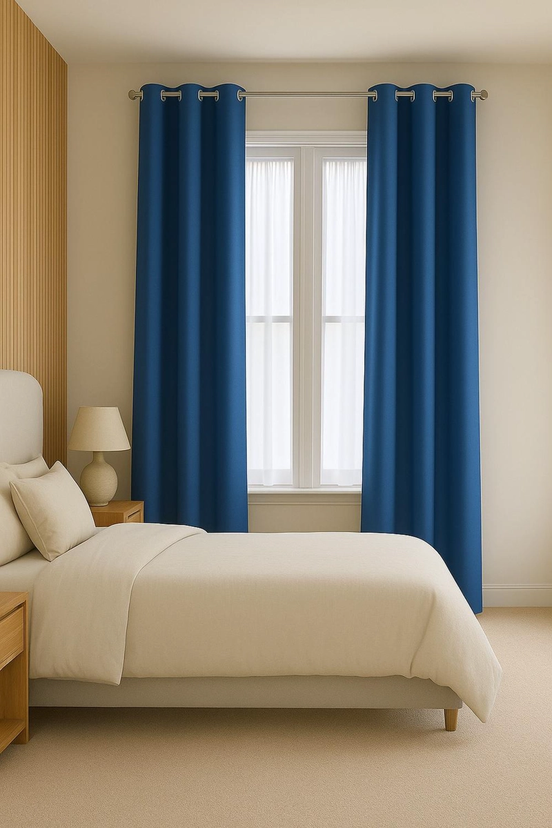 CORTINA BLACKOUT 100% ENGOMADA TERMICA TELA LIGERA 140X225 - MICROFIBRA PREMIUM - 1 PAÑO AZUL - 3