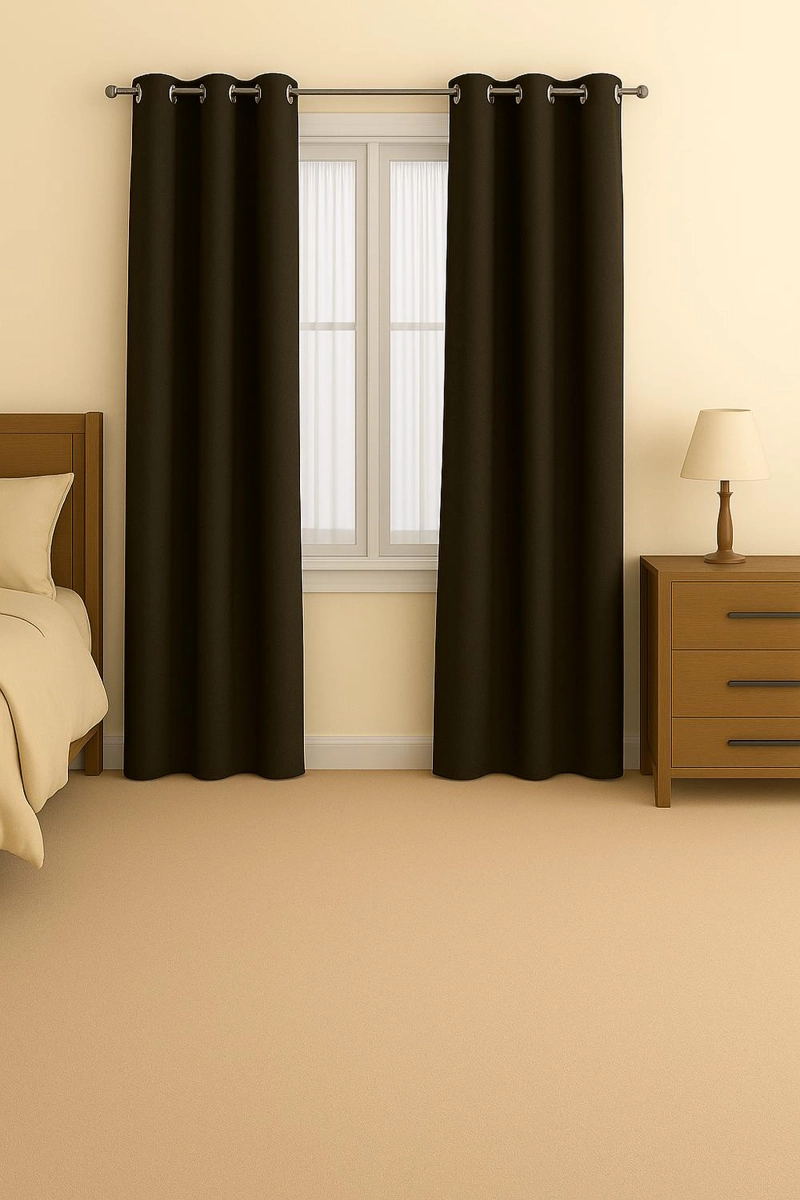 CORTINA BLACKOUT 100% ENGOMADA TERMICA TELA LIGERA 140X225 - MICROFIBRA PREMIUM - 1 PAÑO CAFE OSCURO - 2