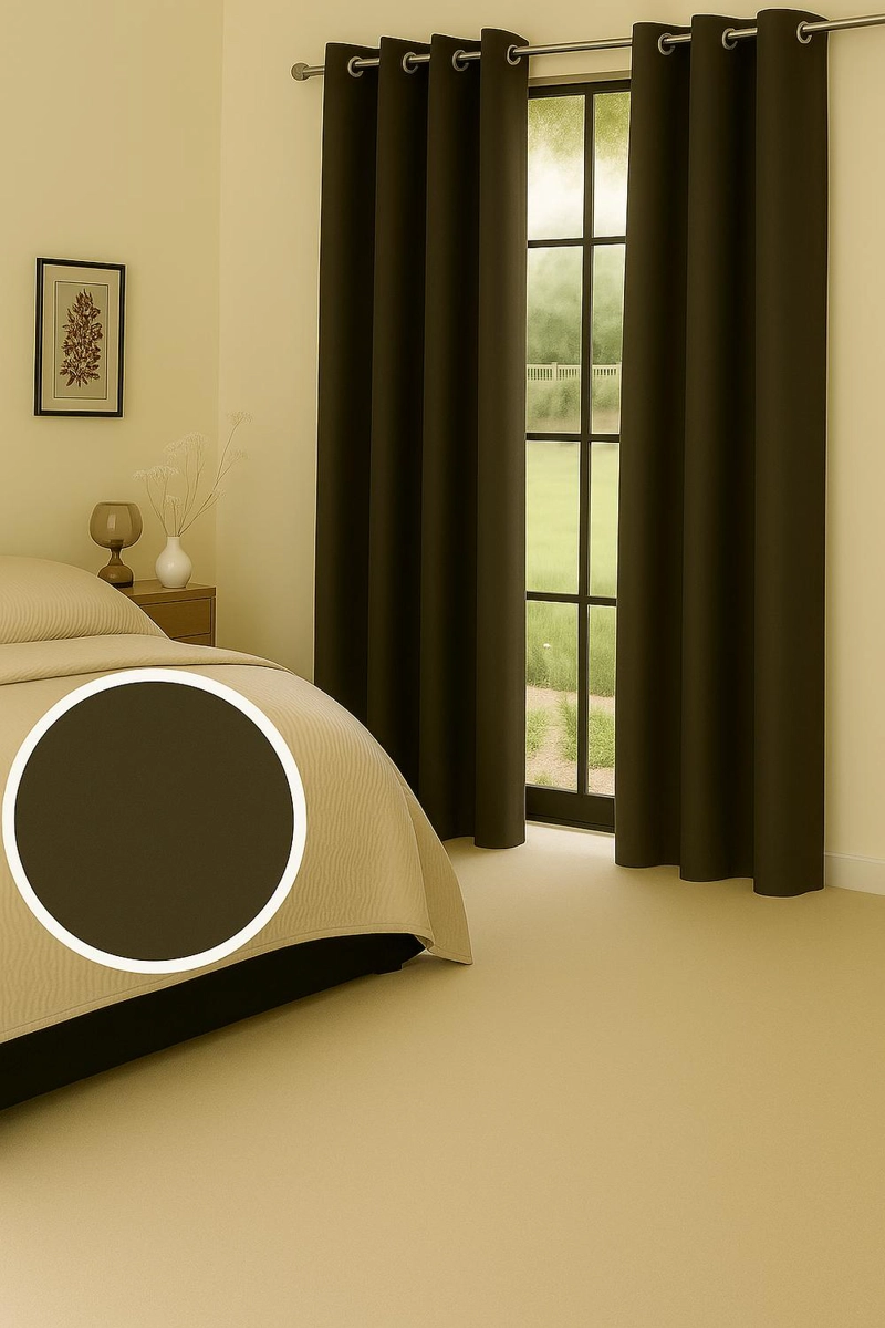 CORTINA BLACKOUT 100% ENGOMADA TERMICA TELA LIGERA 140X225 - MICROFIBRA PREMIUM - 1 PAÑO CAFE OSCURO - 4