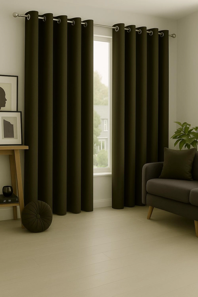 CORTINA BLACKOUT 100% ENGOMADA TERMICA TELA LIGERA 140X225 - MICROFIBRA PREMIUM - 1 PAÑO CAFE OSCURO - 5