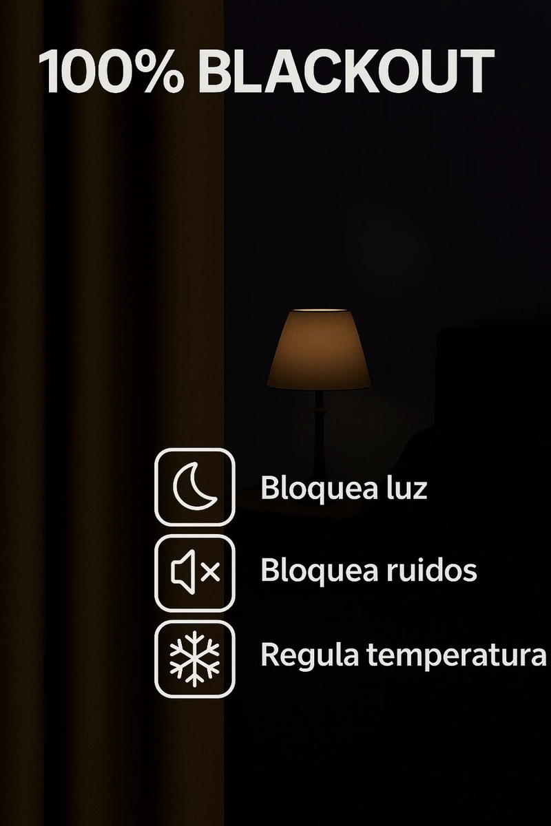 CORTINA BLACKOUT 100% ENGOMADA TERMICA TELA LIGERA 140X225 - MICROFIBRA PREMIUM - 1 PAÑO CAFE OSCURO - 6