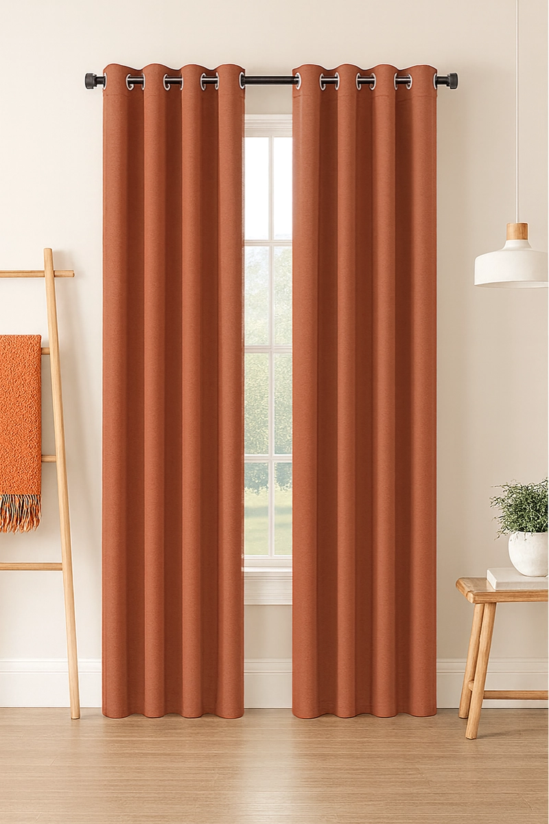 CORTINA BLACKOUT 100% ENGOMADA TERMICA TELA LIGERA 140X225 - MICROFIBRA PREMIUM - 1 PAÑO NARANJO - 2