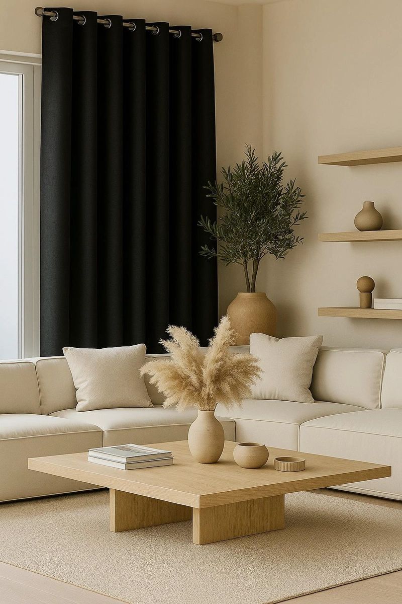 CORTINA BLACKOUT 100% ENGOMADA TERMICA TELA LIGERA 140X225 - MICROFIBRA PREMIUM - 1 PAÑO NEGRO - 1