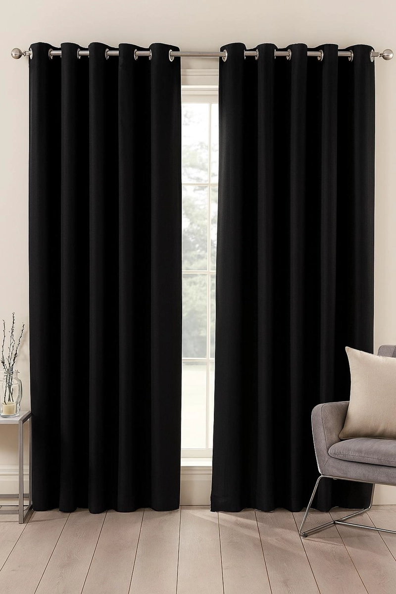 CORTINA BLACKOUT 100% ENGOMADA TERMICA TELA LIGERA 140X225 - MICROFIBRA PREMIUM - 1 PAÑO NEGRO - 2