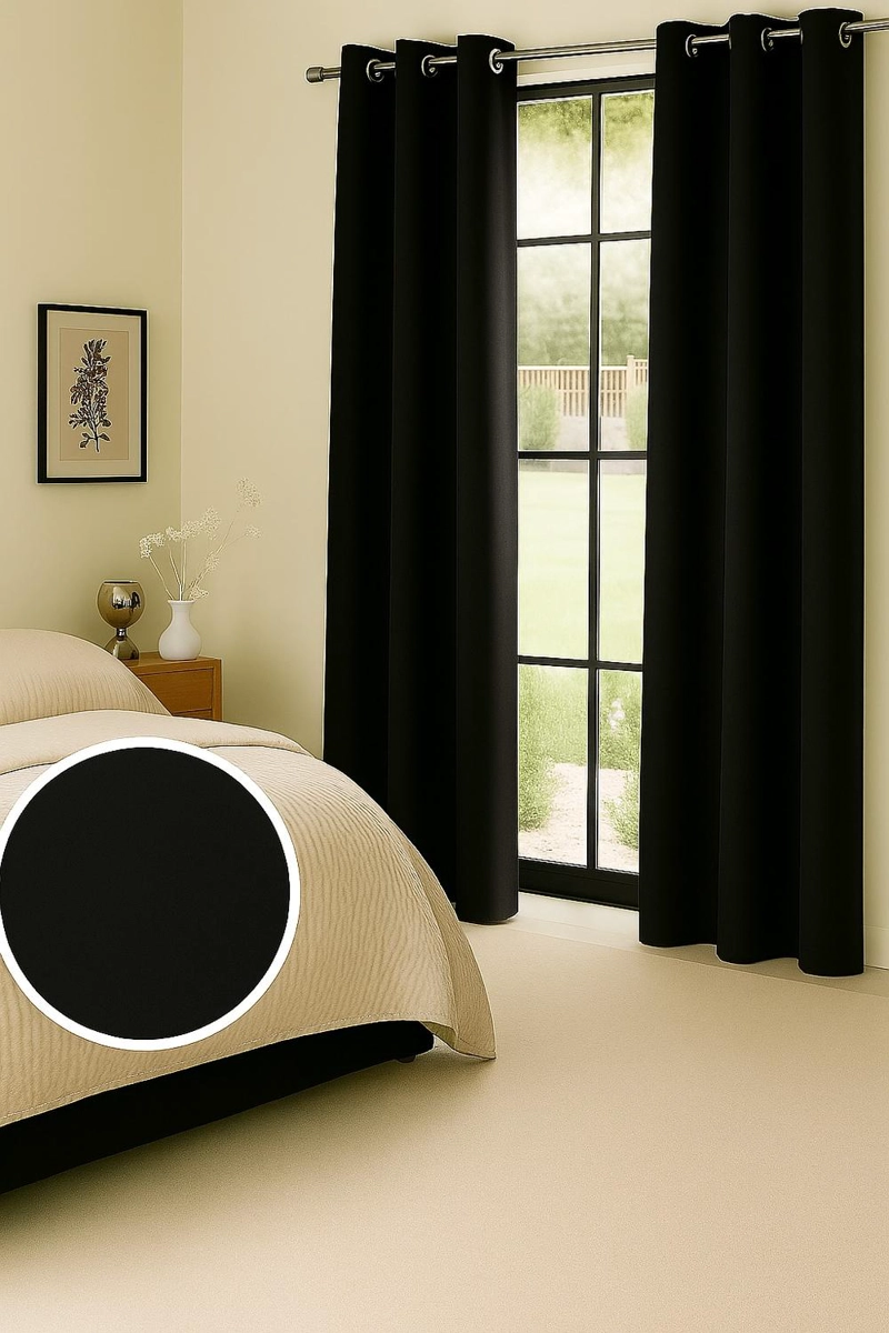 CORTINA BLACKOUT 100% ENGOMADA TERMICA TELA LIGERA 140X225 - MICROFIBRA PREMIUM - 1 PAÑO NEGRO - 4