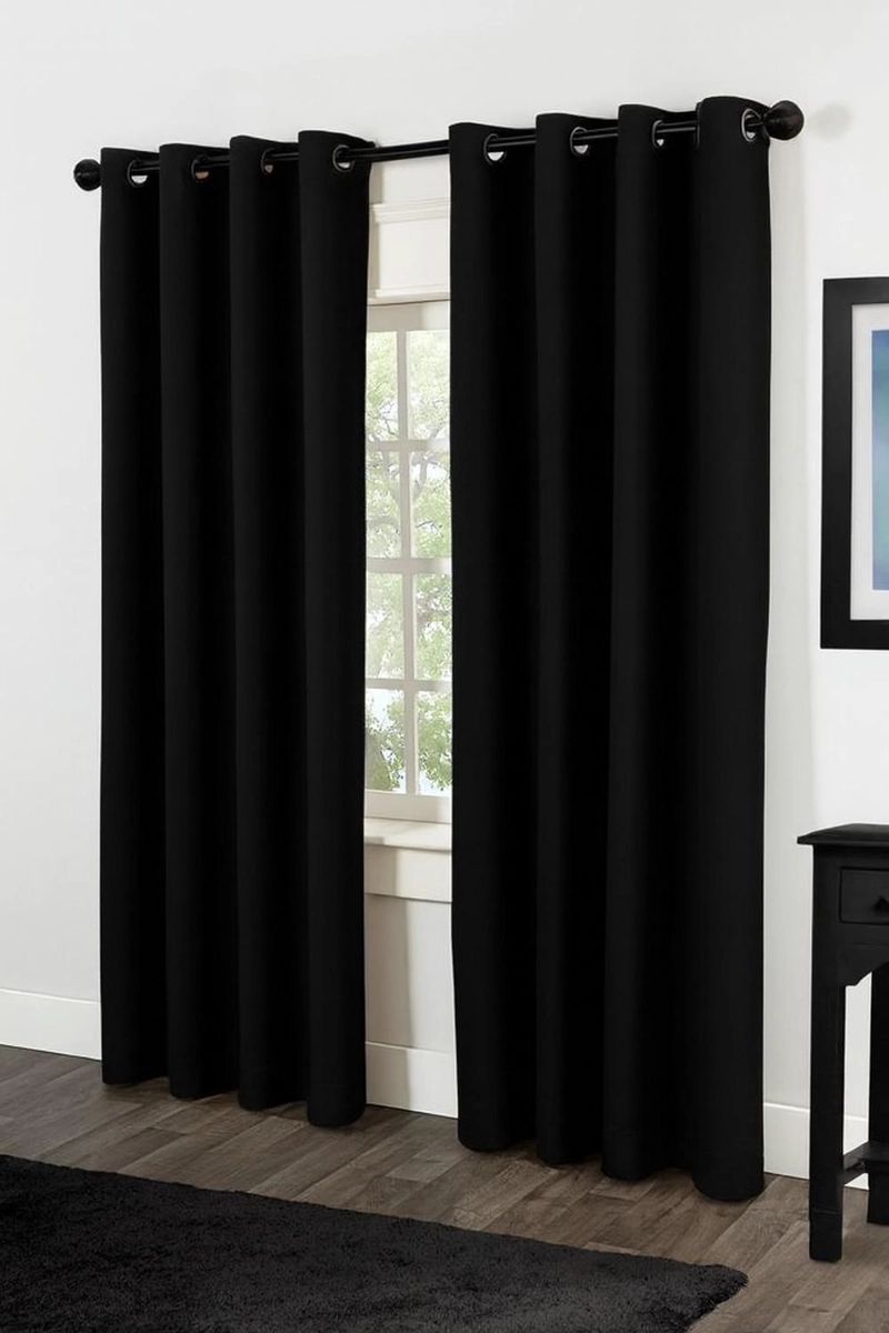 CORTINA BLACKOUT 100% ENGOMADA TERMICA TELA LIGERA 140X225 - MICROFIBRA PREMIUM - 1 PAÑO NEGRO - 5