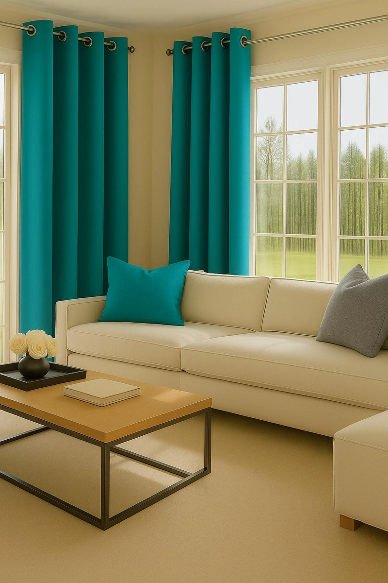 CORTINA BLACKOUT 100% ENGOMADA TERMICA TELA LIGERA 140X225 - MICROFIBRA PREMIUM - 1 PAÑO TURQUESA - 3
