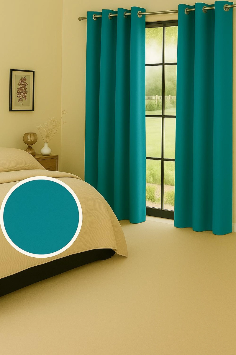 CORTINA BLACKOUT 100% ENGOMADA TERMICA TELA LIGERA 140X225 - MICROFIBRA PREMIUM - 1 PAÑO TURQUESA - 4