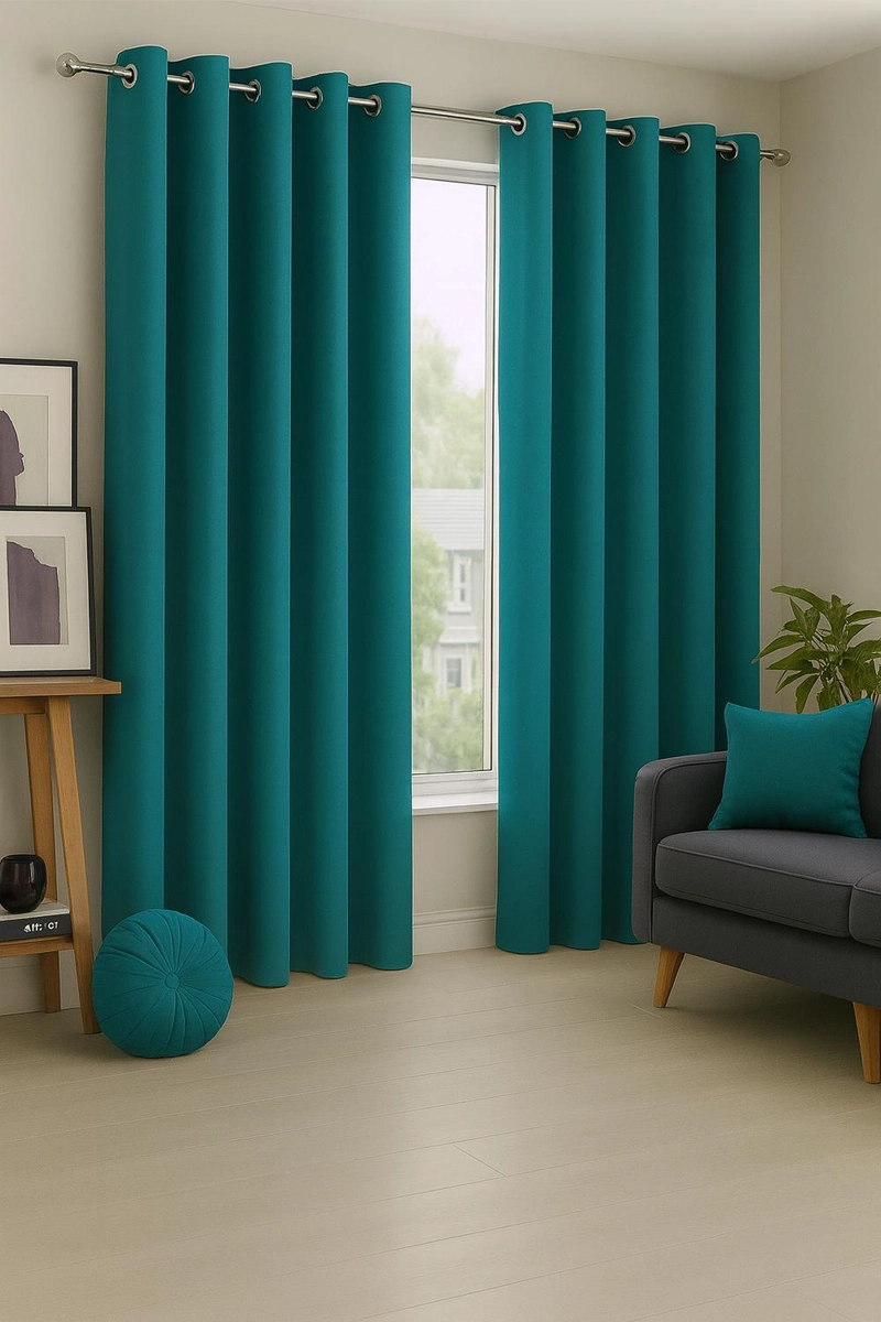 CORTINA BLACKOUT 100% ENGOMADA TERMICA TELA LIGERA 140X225 - MICROFIBRA PREMIUM - 1 PAÑO TURQUESA - 5