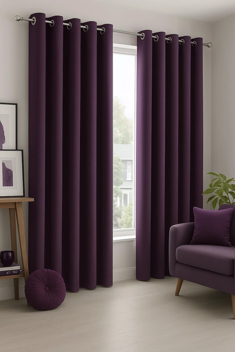 CORTINA BLACKOUT 100% ENGOMADA TERMICA TELA LIGERA 140X225 - MICROFIBRA PREMIUM - 1 PAÑO MORADO - 5