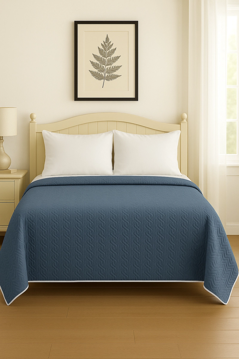 CUBRECAMA QUILT REVERSIBLE 1.5 PLAZAS 180X260CM AZUL - 2
