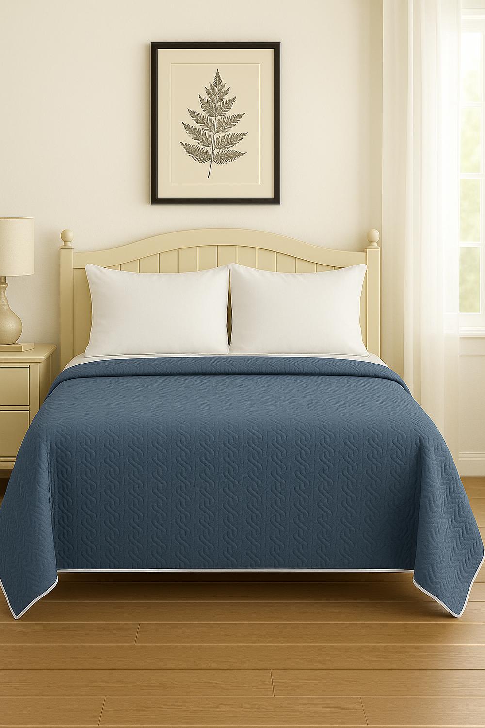 CUBRECAMA QUILT REVERSIBLE 1.5 PLAZAS 180X260CM AZUL - 2