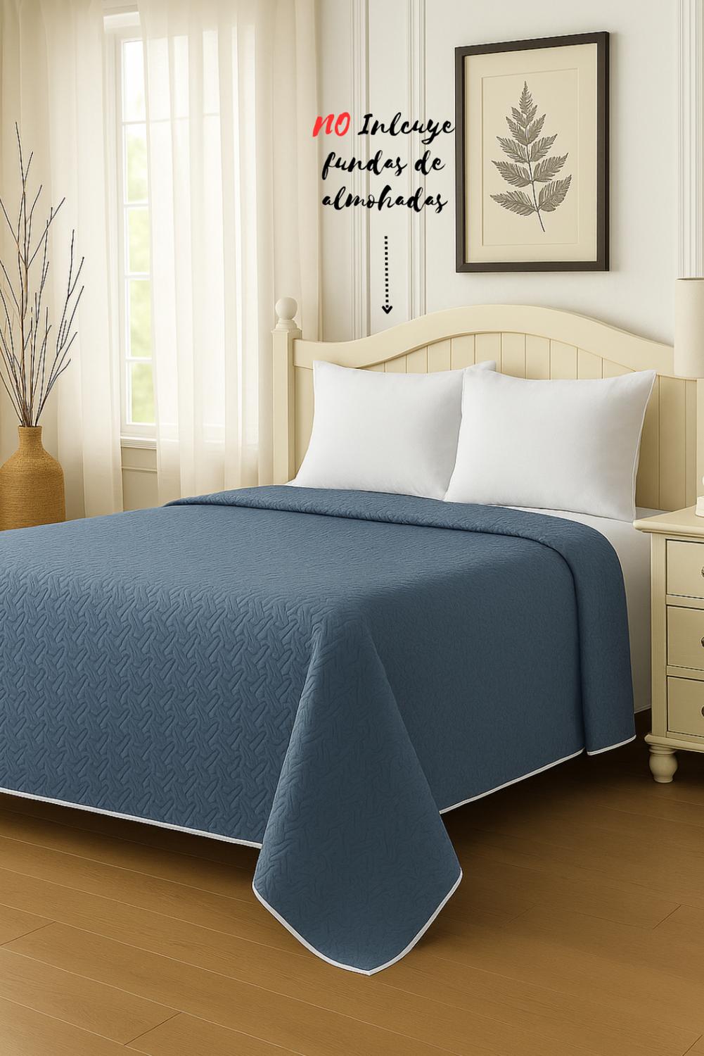 CUBRECAMA QUILT REVERSIBLE KING 280X260CM AZUL - 3