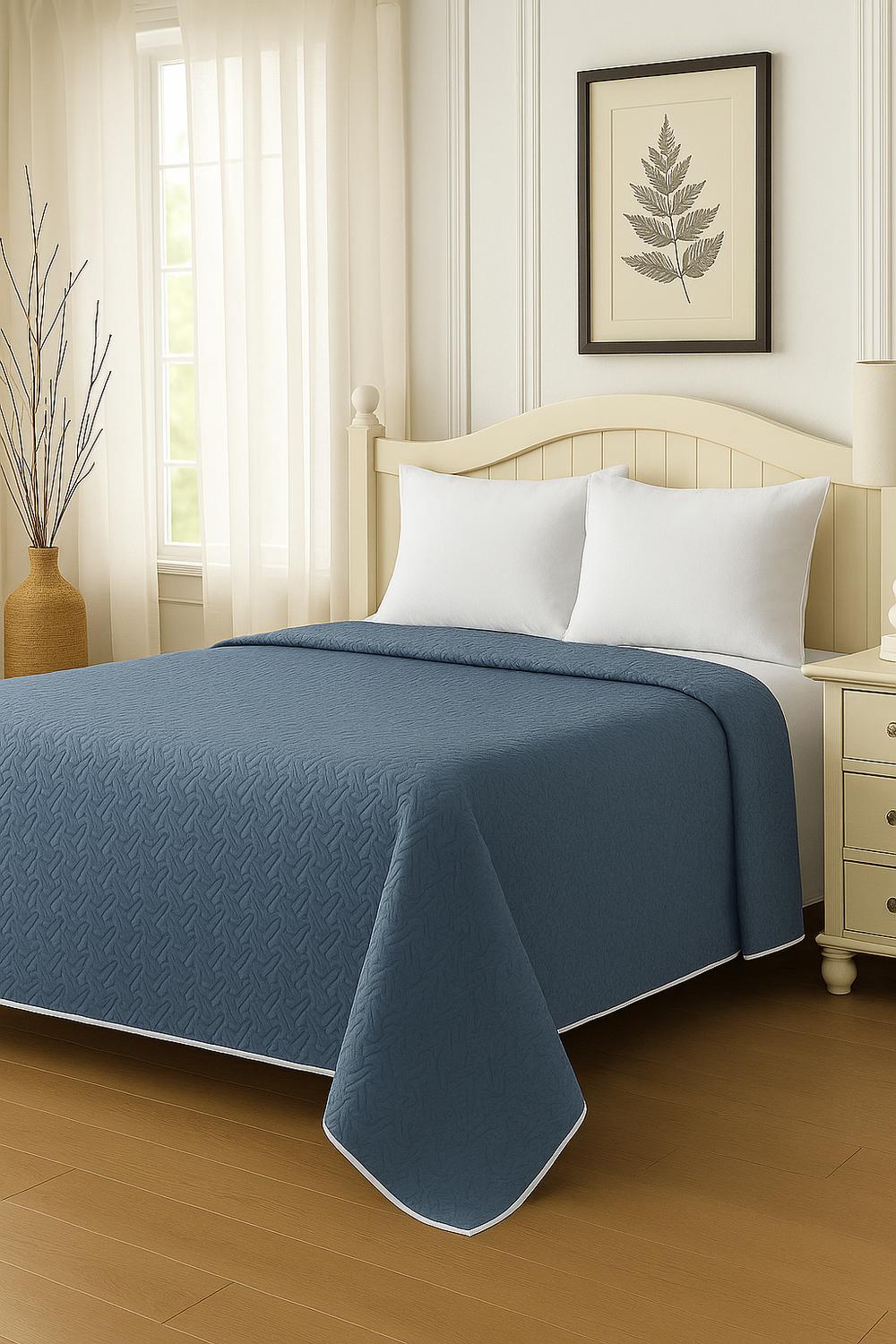 CUBRECAMA QUILT REVERSIBLE KING 280X260CM AZUL - 5