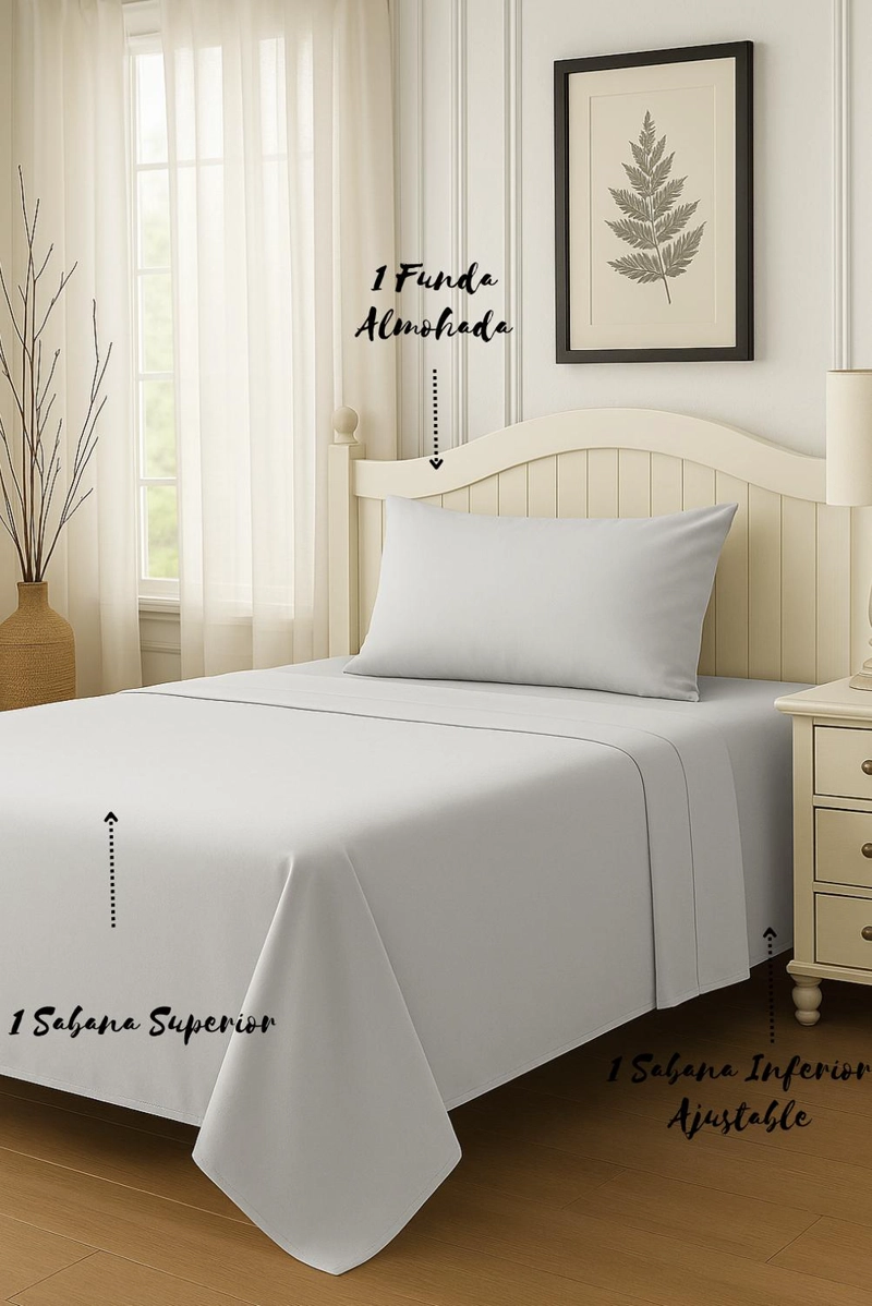 SET DE SABANAS 1.5 PLAZAS GRIS CLARO - 3