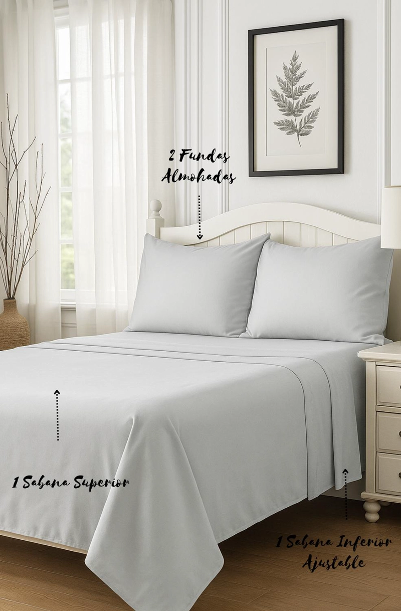 SET DE SABANAS KING GRIS CLARO - 3