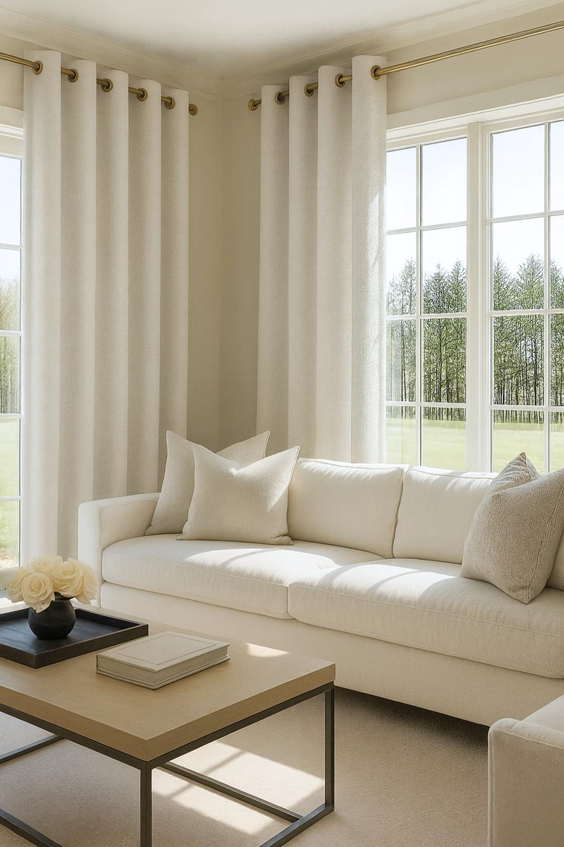 CORTINA BLACKOUT 100% ENGOMADA TE RMICA TIPO LINO 140X220 - TELA GRUESA PREMIUM - 1 PAÑO BLANCO - 5